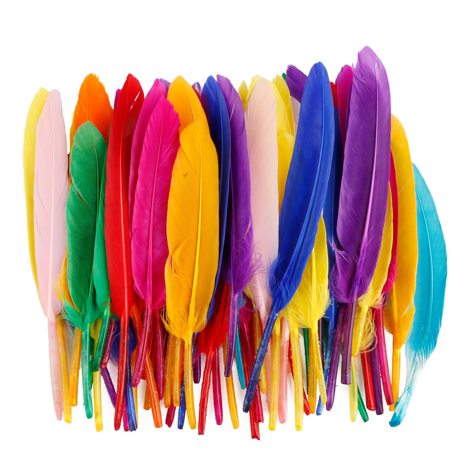 Tabanzhe 50 PCS Colorful Feathers,Natural Soft Goose Feathers,Feather Decoration Crafts for DIY Dream Catcher Hat Vase Mask
