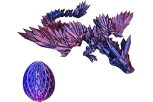 WOONEEKA 3D Printed Dragon Eggs with Dragon Inside Fidget Toys for Adults, 3D Printed Articulated Dragon, Home Office Decor Executive Desk Toys Posable Flexible Crystal Dragon Toy(F-Purple)