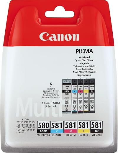 Canon PGI-580 PGBK CLI-581 5 Ink Cartridges Black Cyan Magenta Yellow Photo