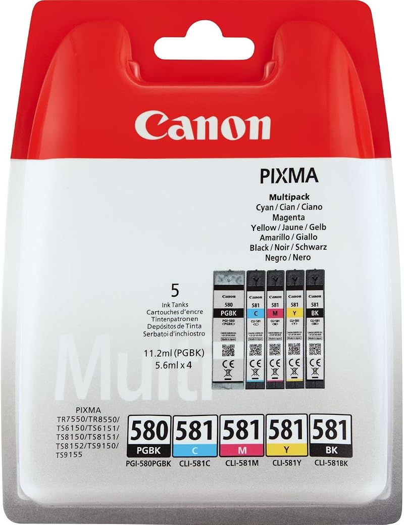 Canon PGI-580 PGBK CLI-581 5 Ink Cartridges Black Cyan Magenta Yellow Photo