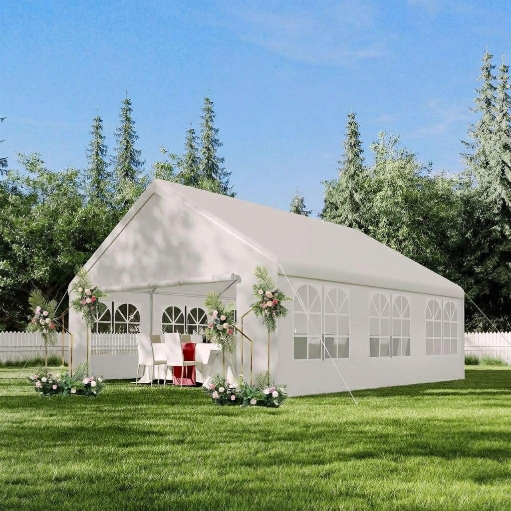 Photo 1 of **SOLD FOR BELT** 20x20 ft Heavy Duty Party Tent - Outdoor Wedding & Event Canopy with Removable Sidewalls & Waterproof Roof, White Commercial Shelter for Backyard, Reception, Festival