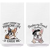 MHJFERGV Funny French Bulldog Kitchen Towels, Gifts for French Bulldog Lover Dish Tea Towels for Kitchen, Cute Frenchie Dog Decorative Hand Towel for Bathroom, 16x24 Inch Set of 2