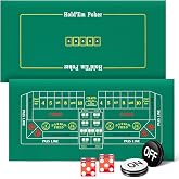 Aoriher Craps Table Top 36x72 Inch Double Sided Green Felt with 2 Dice | Reversible Poker Mat, Vegas Casino Party Game, on off Button Included, Portable Layout for Fundraisers Gatherings