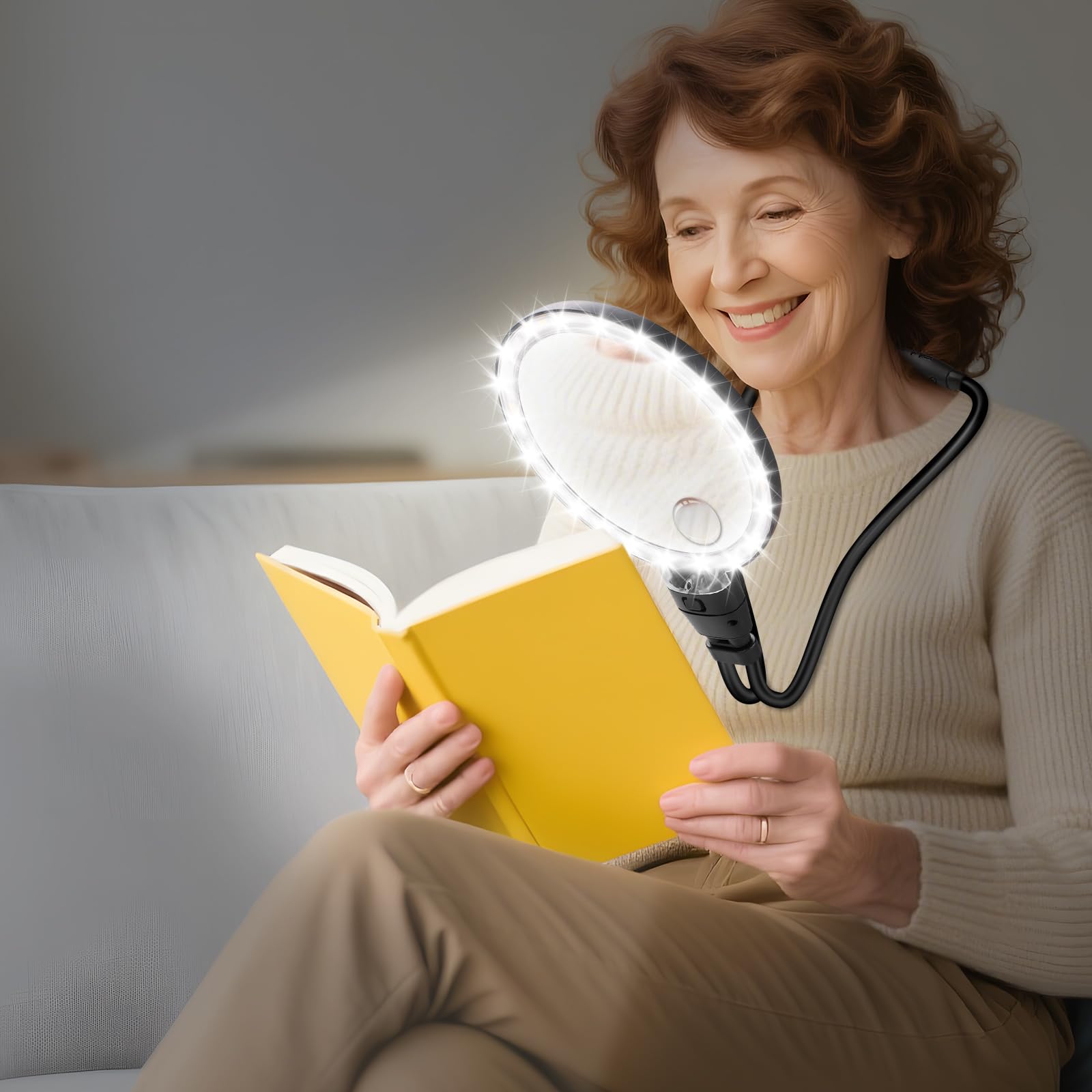 Photo 1 of 10X 30X Large Magnifying Glass with Light for Reading, Hands Free Magnifying Glass with 3 Color LED Light, Flexible Gooseneck Magnifier for Reading,Sewing,Close Work, Seniors