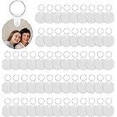 BOHUIZ 300 Pcs Round Sublimation Keychain Blanks, Double Side Heat Sublimation Keychains MDF Blank with Rings and Clips for DIY and Craft