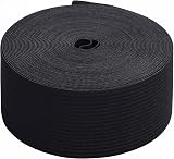 Trimming Shop 50mm Wide Elastic Band 5m Black Polyester Rubber Waistband Tape