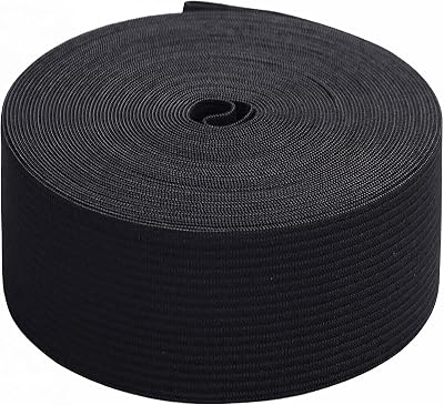 Trimming Shop 50mm Wide Elastic Band 5m Black Polyester Rubber Waistband Tape