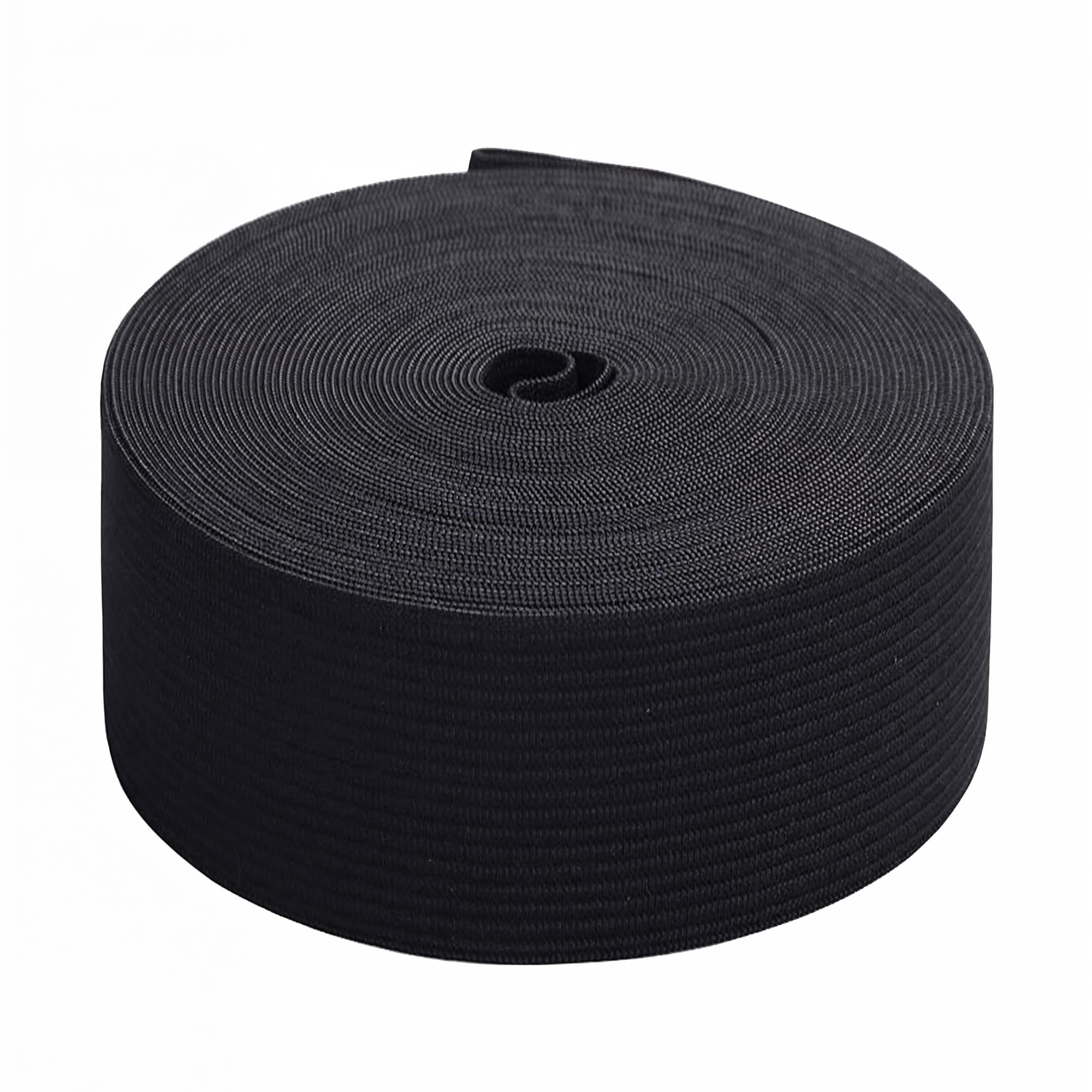 Trimming Shop 50mm (2 Inch) Wide Flat Elastic Band, Polyester Rubber Stretchable Waistband Tape Elastic Cord for Sewing Clothing, Garments, Dressmaking, DIY Craft Projects, Black, 25 Metres