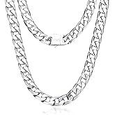 Qlaway 14MM Cuban Link Chain for Men, 316L Stainless Steel and 925 Sterling Silver Filled, Silver Chain for Men, Available In 22/24/26/28/30 Inches, Silver Mens Chain Necklace
