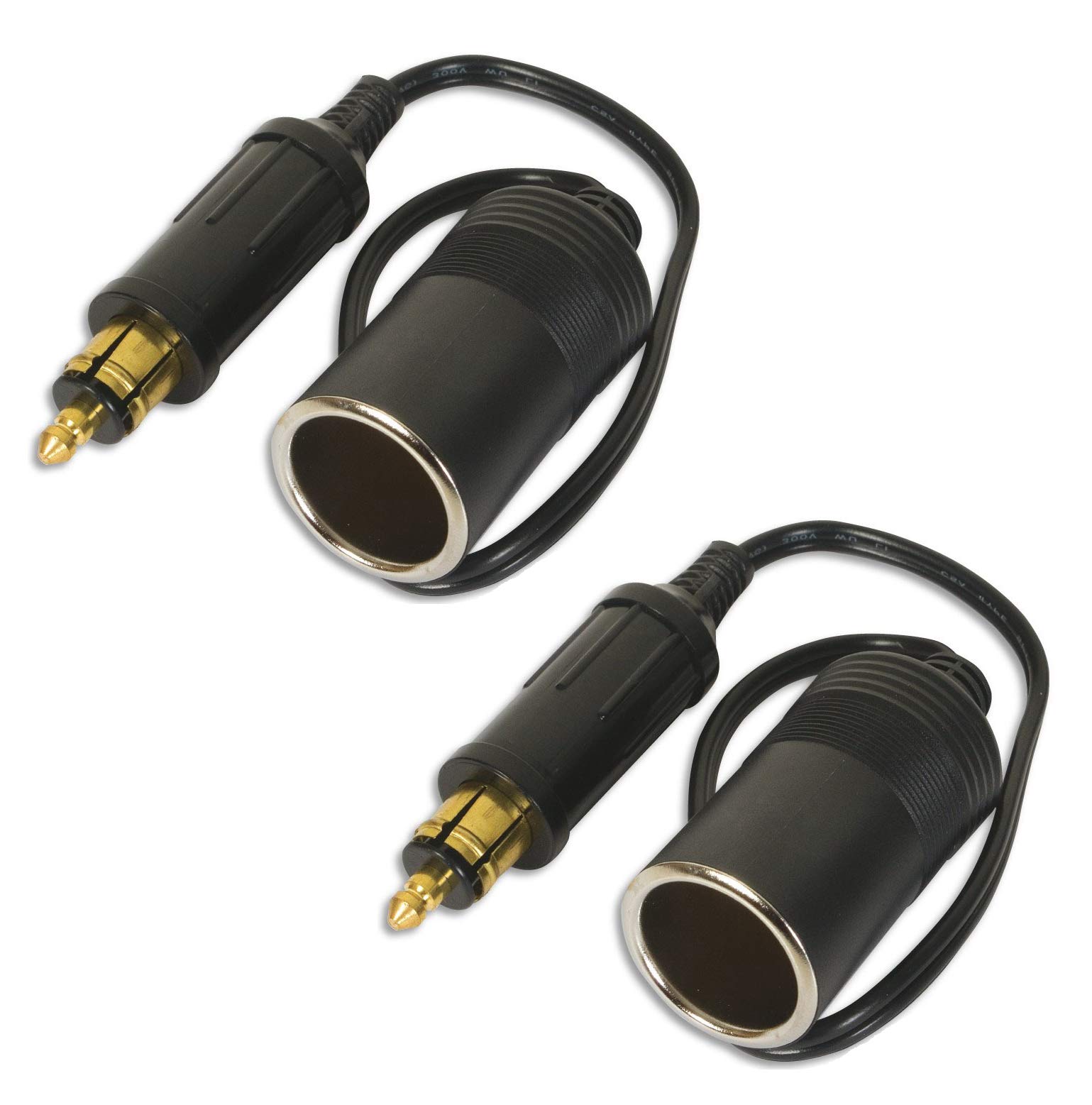 Carviya 2Pcs European Male Din Plug Cigarette Lighter Adapter Socket 12V 24V - 15A (2 Pack)