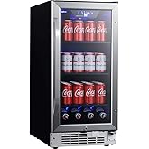 EdgeStar CBR902SG 15 Inch Wide 80 Can Built-In Beverage Cooler with Blue LED Lighting