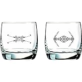Star Wars Glass Set - X-Wing & TIE Fighter - Collectible Gift Set of 2 Cocktail Glasses - 10 oz Capacity - Classic Design - Heavy Base