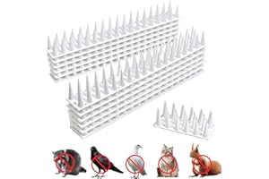 Granmira 12Pack Plastic Bird Spikes,Pigeon Spikes,Blocking Little Robin, Pigeon, Squirrel, Raccoon, cat.Easy Installation Bird Deterrent Spikes use for Balcony Courtyard Outdoor Roof (White)