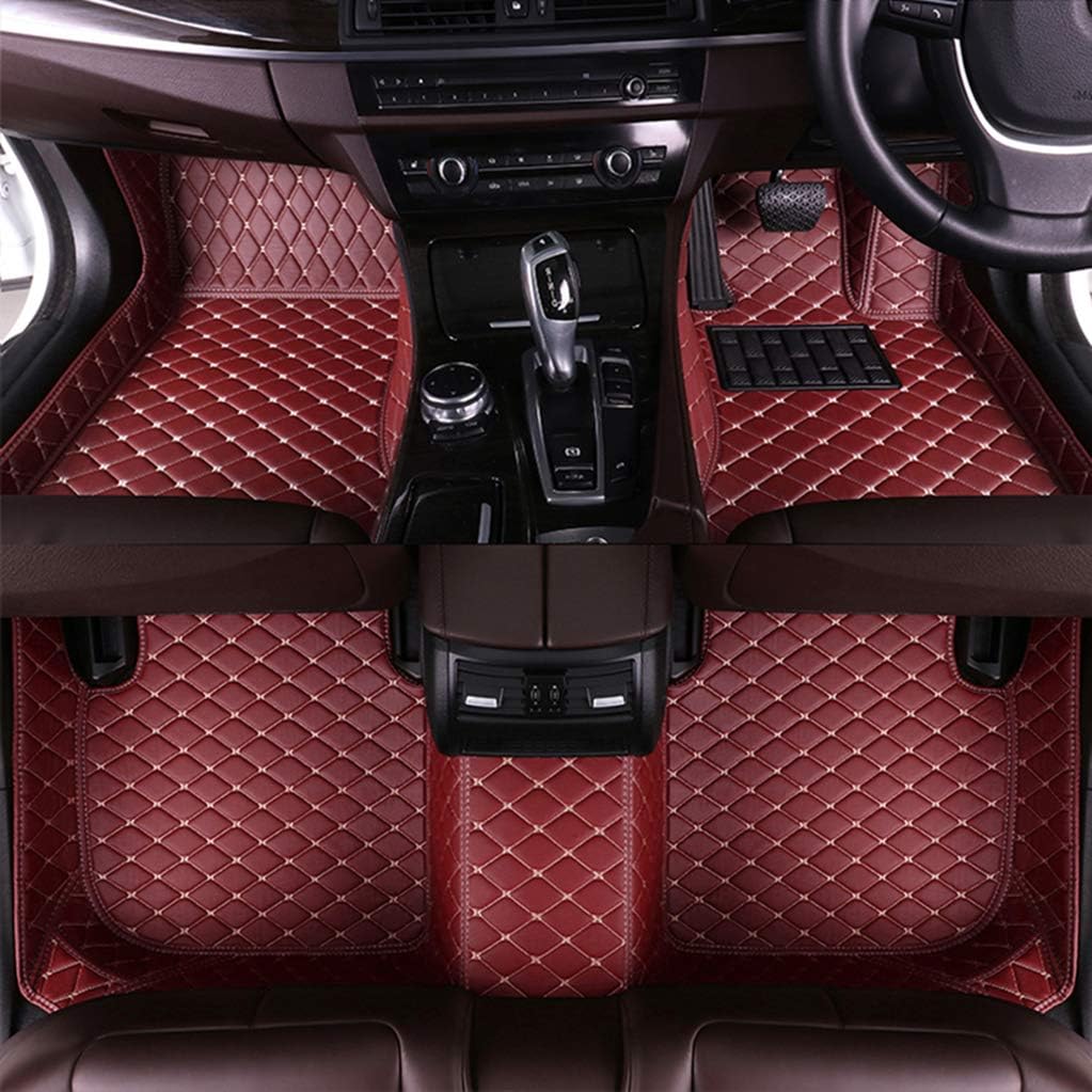 Car Floor Mats For M itsubishi Pajero Sport 2014-2017 Full Coverage All Weather Front And Rear Mats Waterpoof Non-Slip PU Leather Pad For Right Drive Wine Red