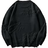 Verdusa Men's Ripped Distressed Fringe Sweaters Streetwear Crew Neck Pullover Knit Tops