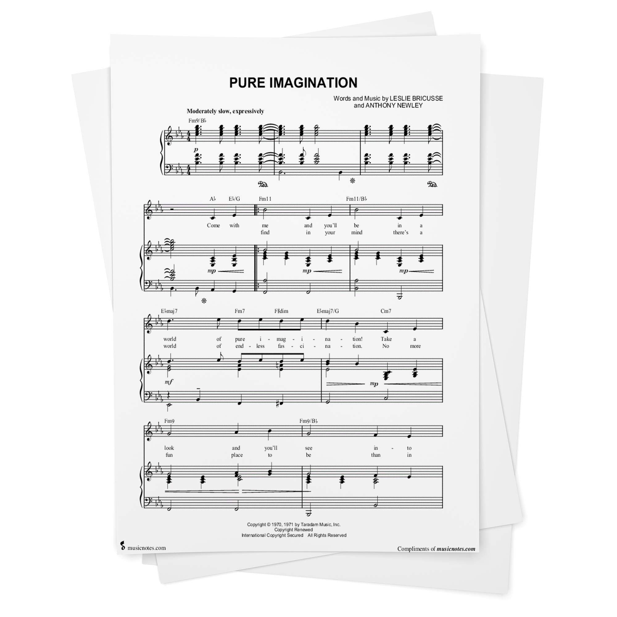 Pure Imagination Sheet Music From Willy Wonka The Chocolate Factory Piano Vocal Chords From Musicnotes Gene Wilder Willy Wonka The Chocolate Factory Leslie Bricusse Amazon Com Books