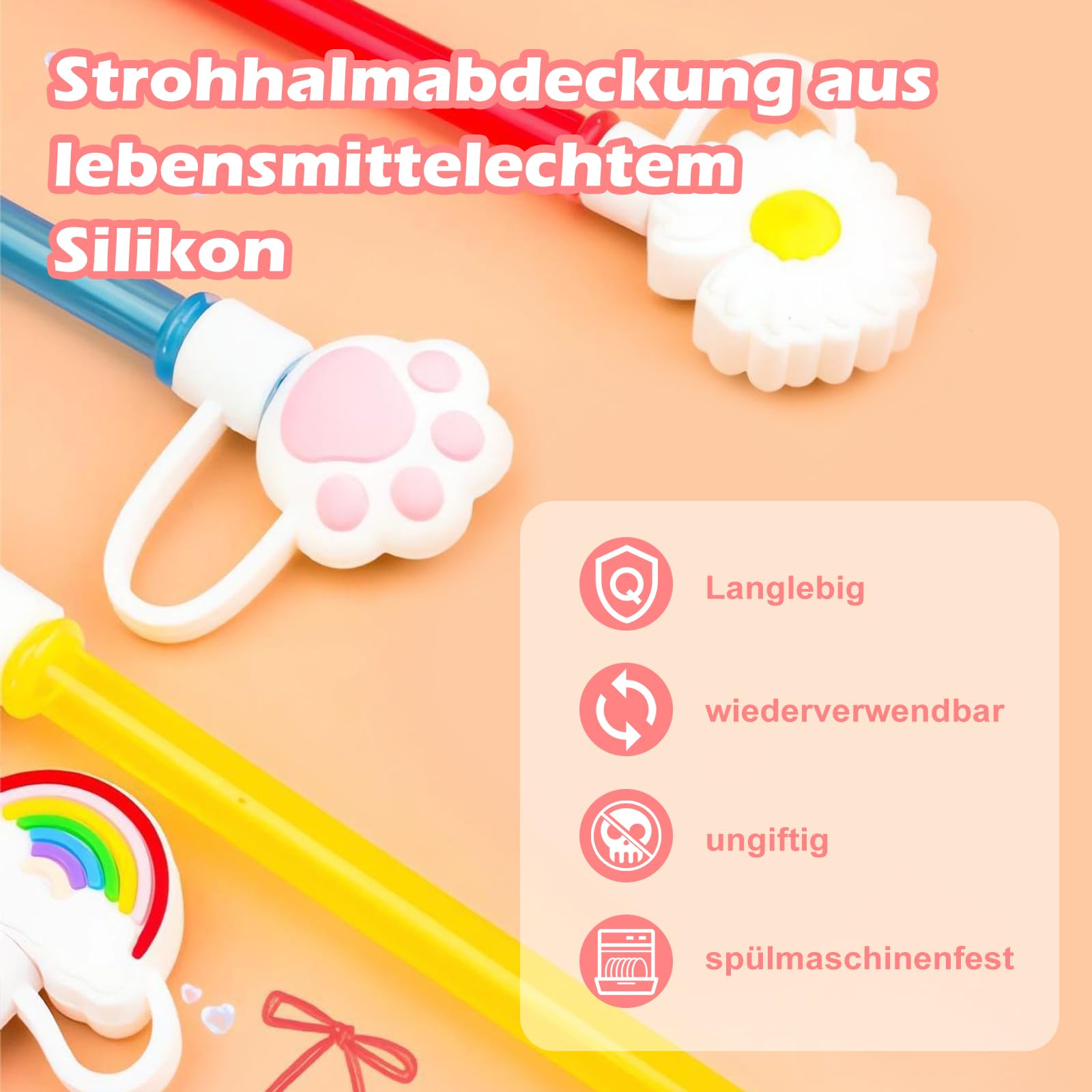 8Stück Strohhalm Abdeckung für Stanley Cup Zubehör, 10mm Staubdichte Silikonmaterial Strohhalm Zubehör, Strohhalme Abdeckung Accessories für Stanley Tumbler Zubehör 4