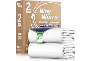 WhyWorry Washable Incontinence Bed Pads for Adults, 34" x 36" Waterproof Reusable Pee Pads for Kids & Elderly, Bedwetting & P