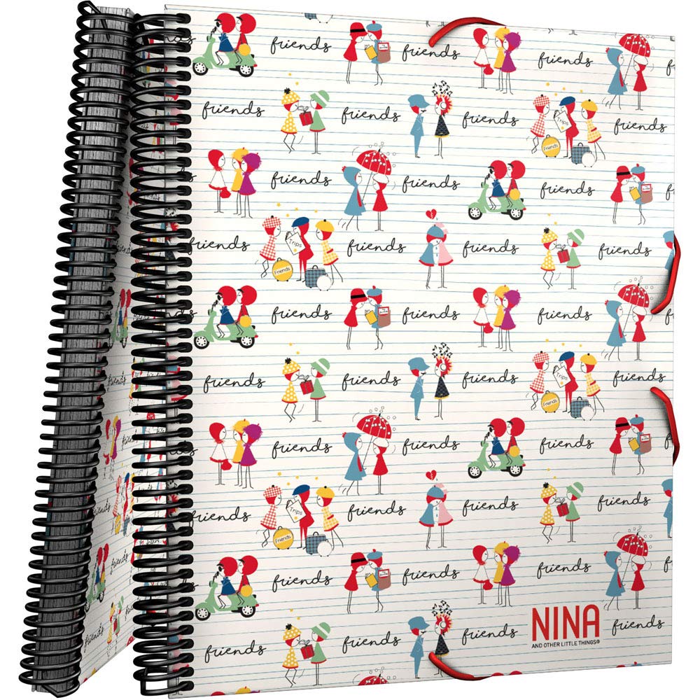 Grafoplás 39822414 A4 Spiral Binder with Transparent Polypropylene Pockets, Friends Design by Nina and Other Little Things.