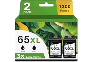 UBINKI 65XL Black Ink Cartridge Replacement for HP Ink 65 HP65 XL HP65XL for 5000 5055 3755 3700 3772 3722 2600 2622 3752 2652 2655 2640 5052 5010 Printer (2 Pack)