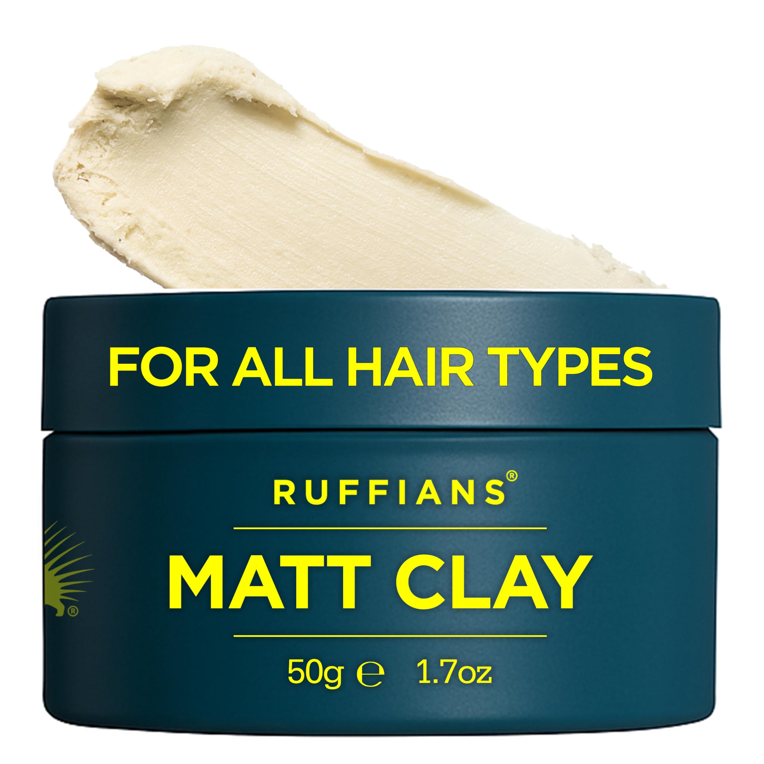 Ruffians Matt Hair Clay (1.7 Oz Fl / 50 ML) Strong Hold, Matt Finish, for All Hair Types, Thicker Looking Hair, Haircare, Men’s Hair Gel
