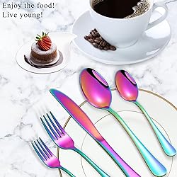 Rainbow Spoons,Soup Spoons,Set of 16 Top Food Grade