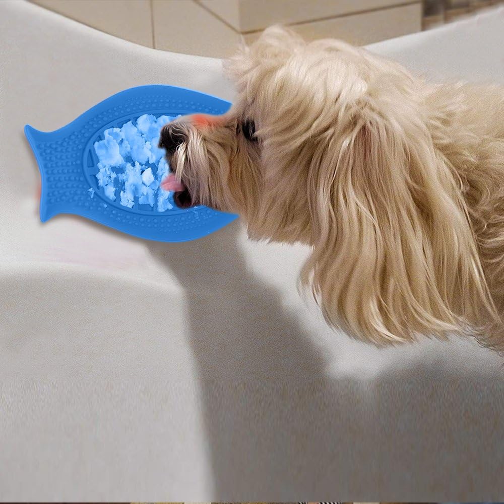 UnAmico Dog Bath Toy - Dog Bath Distraction Device Lick Pad&Dog Peanut Butter Pad for Shower - Dog Bath Grooming Accessories (Blue)