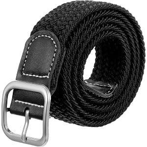 Xinjoduz Boys Elastic Braided Belt, Black Pin Buckle Stretch Elastic Braided Woven Toddler Kids Golf Baseball Belt for Boys a