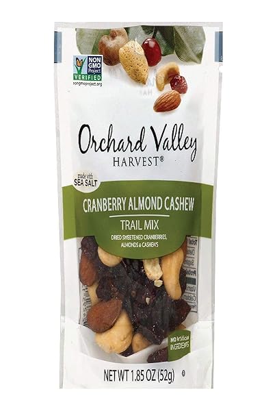ORCHARD VALLEY HARVEST CRANBERRY ALMOND CASHEW TRAIL MIX, 1.85 OZ, NON-GMO, NO ARTIFICIAL INGREDIENTS