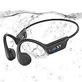 Swimming headphones-bone conduction headphones, IP68 waterproof built-in MP3 player 32G memory, underwater swimming headphone, wireless open Earphones Bluetooth 5.4, for running, cycling (black)