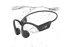 SAMVEK Swimming headphones-bone conduction headphones, IP68 waterproof built-in MP3 player 32G memory, underwater swimming headphone, wireless open Earphones Bluetooth 5.3, for running, cycling (black)