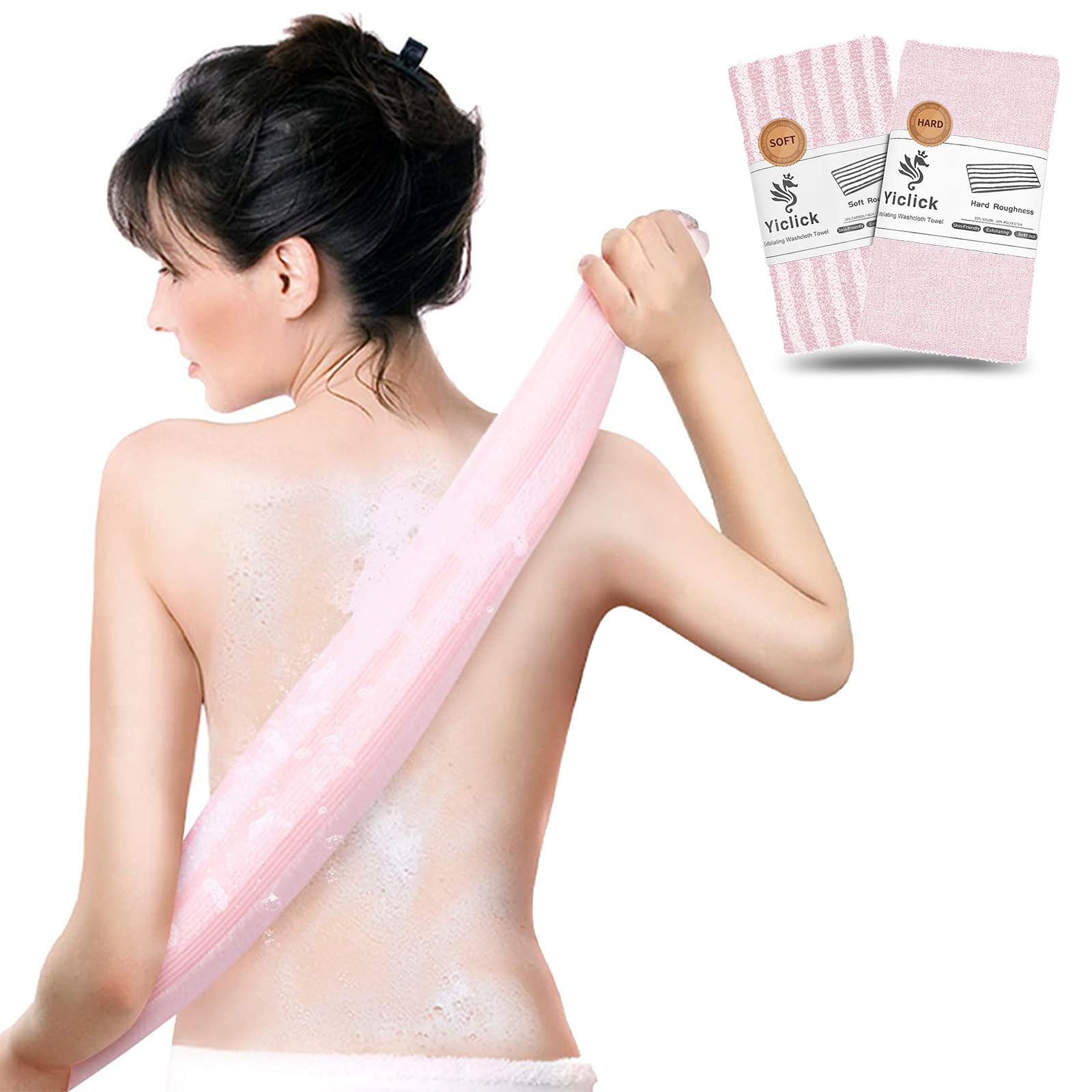 Photo 1 of Yiclick Exfoliating Washcloth Towel - Exfoliating Body Scrubber, Loofah Wash Sponge - Korean & Japanse & African Washcloth - Soft + Rough Exfoliating Back Scrubber - for Senstive and Rough Skin