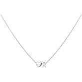 Glimmerst Heart Initial Necklace for Women Stainless Steel Tiny Heart Letter Necklace Personalized Name Necklace