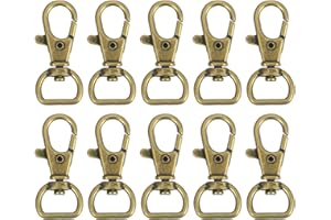 uxcell 10Pcs Swivel Clasps, 0.51 Inch D Ring Lobster Clasp Claw Metal Push Gate Snap Hook for Purse Making Keychain Belt Stra