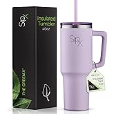 SIPX™ 40 oz Insulated Tumbler with Handle & Straw – Vacuum Insulated Stainless Steel, Leakproof, Cupholder Friendly – Perfect for Iced Coffee, Water & Travel – Purple