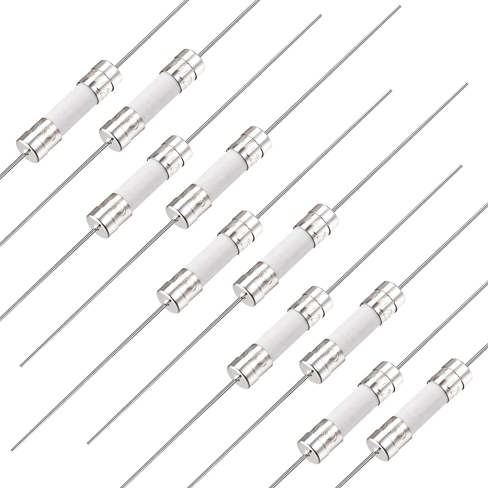 sourcing map Fast Blow Fuse Lead Wire Ceramic Fuses 5mm x 20mm 250V F8A 10Pcs