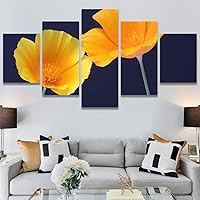 SIGNWIN 5 Panel Canvas Wall Art Flora Snapshot for Home Decorations Ready to Hang - 60