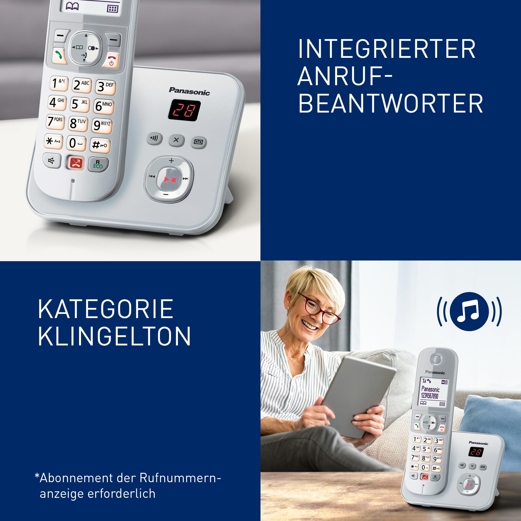 Panasonic KX-TG6861GS Schnurlostelefon mit Anrufbeantworter (Bis zu 1.000 Telefonnummern sperren, übersichtliche Schriftgröße, lauter Hörer, Voll-Duplex Freisprechen) perl-Silber 4