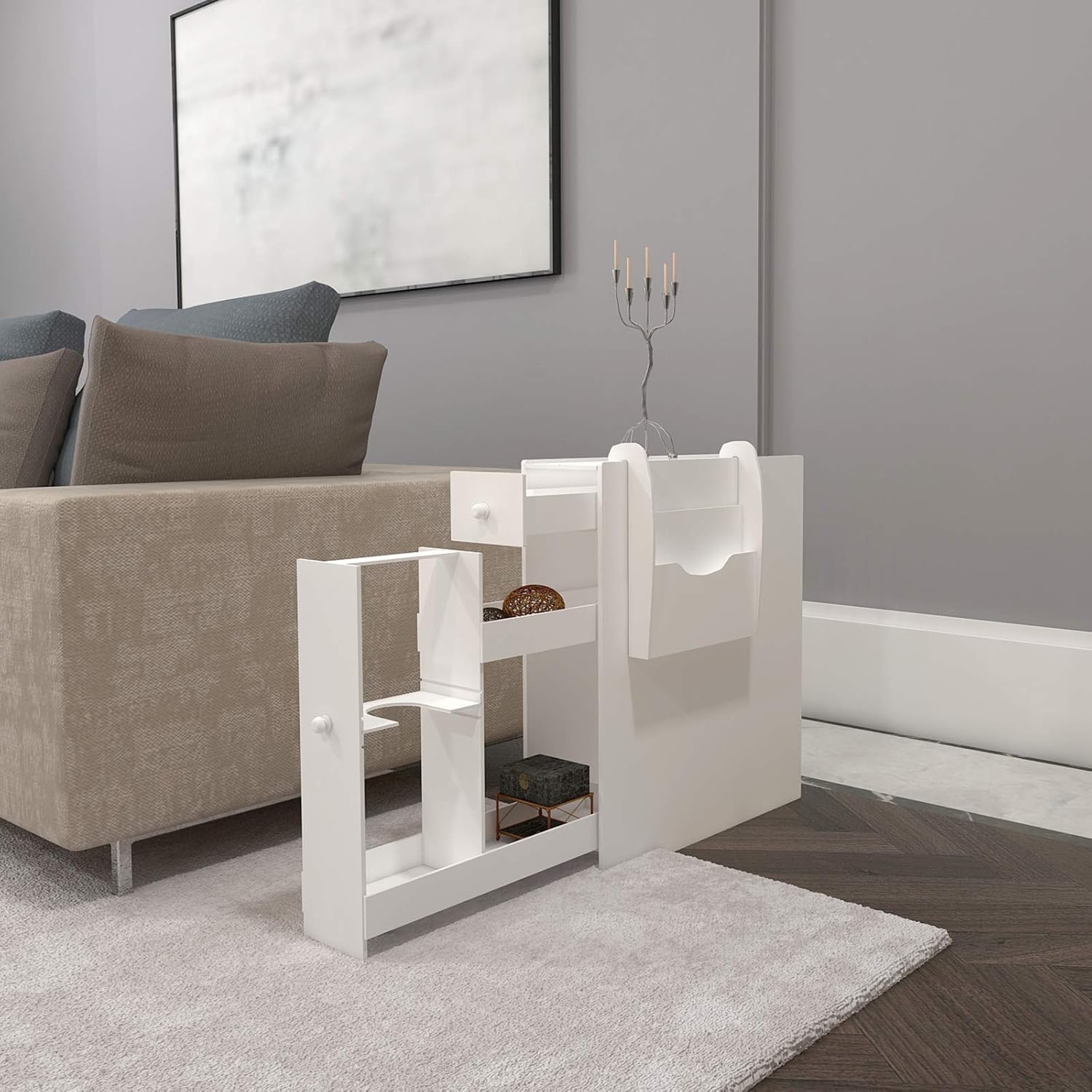 Slim Bathroom Cabinet Slim Wooden Bathroom Storage Cabinet White Tight Space Bathroom Floor Storage Cabinet With Toilet Tissue Magazine Shelf Holder 2 Slide Out Drawers For Home Bathroom Living Room Home Kitchen Cjp Org In