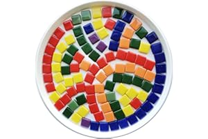 HappyFiller 23 OZ Fiesta Style Mosaics Tiles Stained Glass Sheets Square Shape 2 X 2 cm 120 PC,Crafts, Stepping Stone Making,Back Splash,Frame Decor,Indoor,Garden Project,Bathroom,Floor,Wall,7 Color