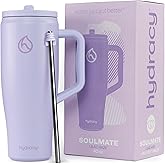 Hydracy Soulmate 40oz Tumbler with Handle and Flip Straw - 100% Leakproof Reusable Insulated Cup with Stainless Steel Straw - Cupholder Friendly Rubber Base Travel Mug - Lilac Haze