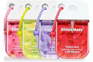 Elitles Made Hand Sanitizer Spray, 4Pack Spray Hand Sanitizer Travel Size With Cute Keychain, Scented Power Mist Hydrating for Kids Christmas Gifts, 1.35FL.OZ (Watermelon,Strawberry,Lemon,Lavender