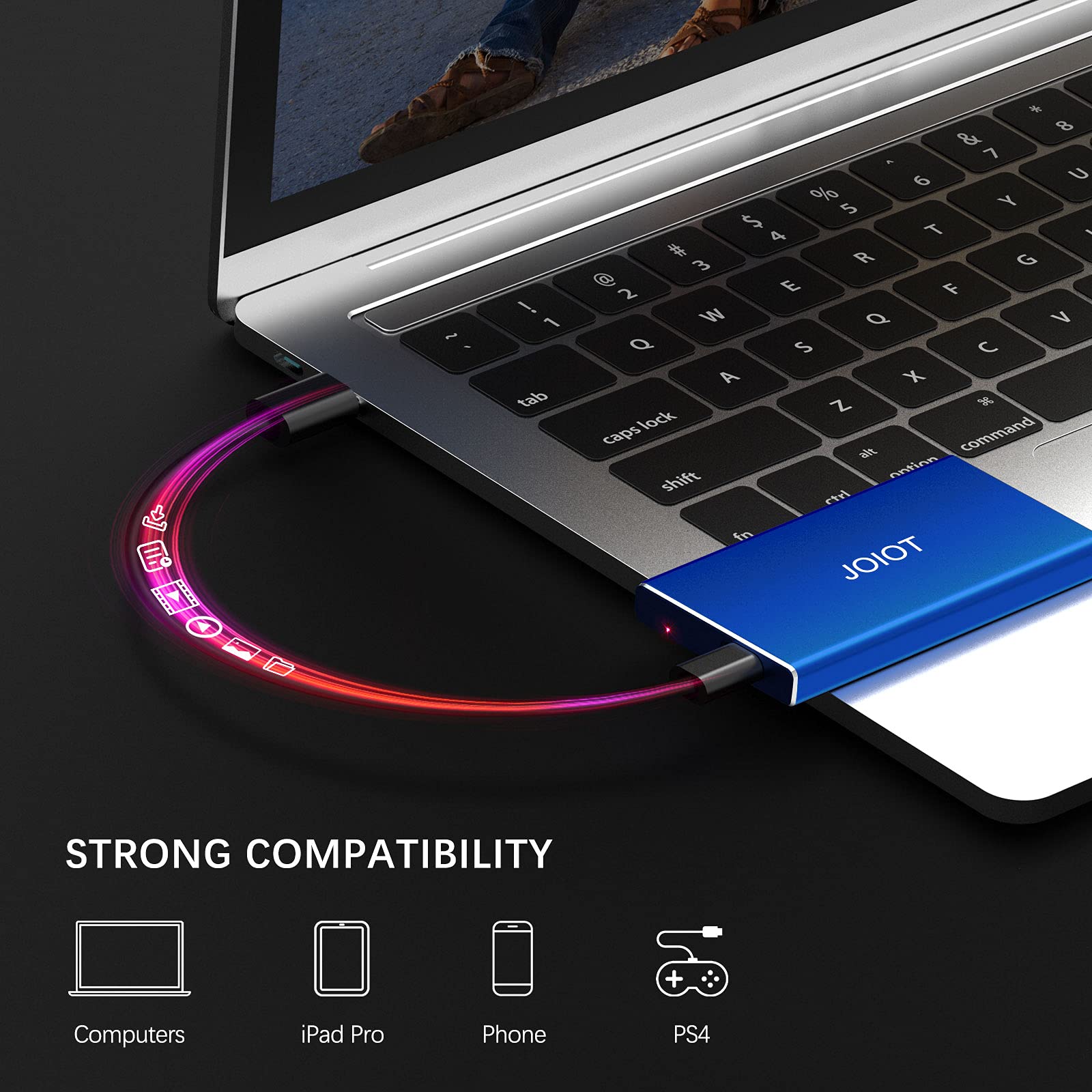 JOIOT Mini Portable SSD 500GB External Solid State Drive - Up to 540MB/s, USB 3.1 Gen 2 Ultra-Slim External SSD, Blue