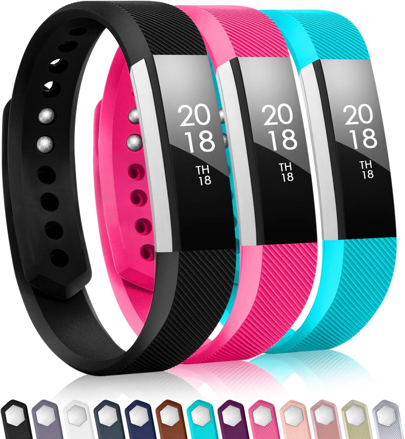 TreasureMax for Fitbit alta Bands (3 Pack), Classic Replacement Bands with Fastener Rings for