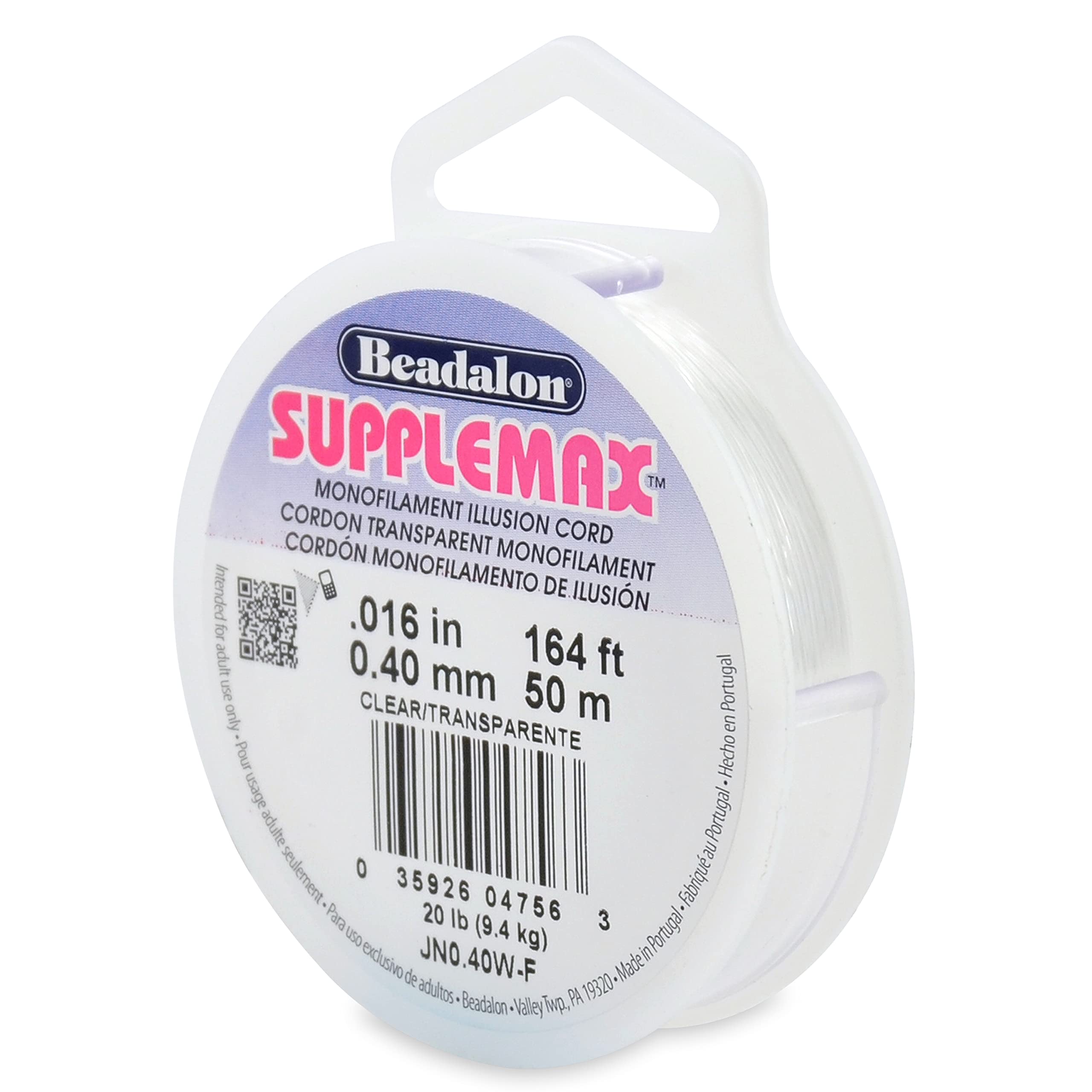 Beadalon SuppleMax Illusion Beading Cord, 0.40 mm / 0.016 in, Clear Monofilament, 50 m / 164 ft โ image 1