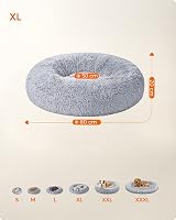 Feandrea Donut Dog Bed 80 cm Grey Fluffy Long Plush Washable Cover view 5