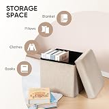 Bonlife Small Folding Storage Ottoman Beige 32x32x32cm Foot Stool view 2