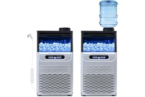 Amzgachfktch Commercial Ice Maker, 100lbs/24H Ice Maker Machine, 2 Water Inlet Modes, Ice Machine with 22lbs Storage, Auto Self-Cleaning, Under Counter/Freestanding Ice Maker for Home/Office/Shop/Bar