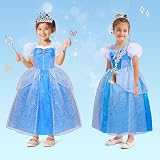 MELAND Blue Light Up Princess Dress with Wig Girls 3-10 Costumes view 5