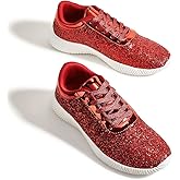 BELOS Women's Glitter Shoes Sparkly Lightweight Metallic Sequins Tennis Shoes Casual Retro Braided Walking Shoes